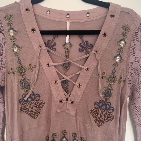 Free People Charlie Lace Up Tunic Top S - Picture 5 of 8